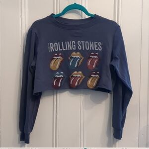 3/$14 Rolling Stones Crop Sweatshirt Dusty Blue Small